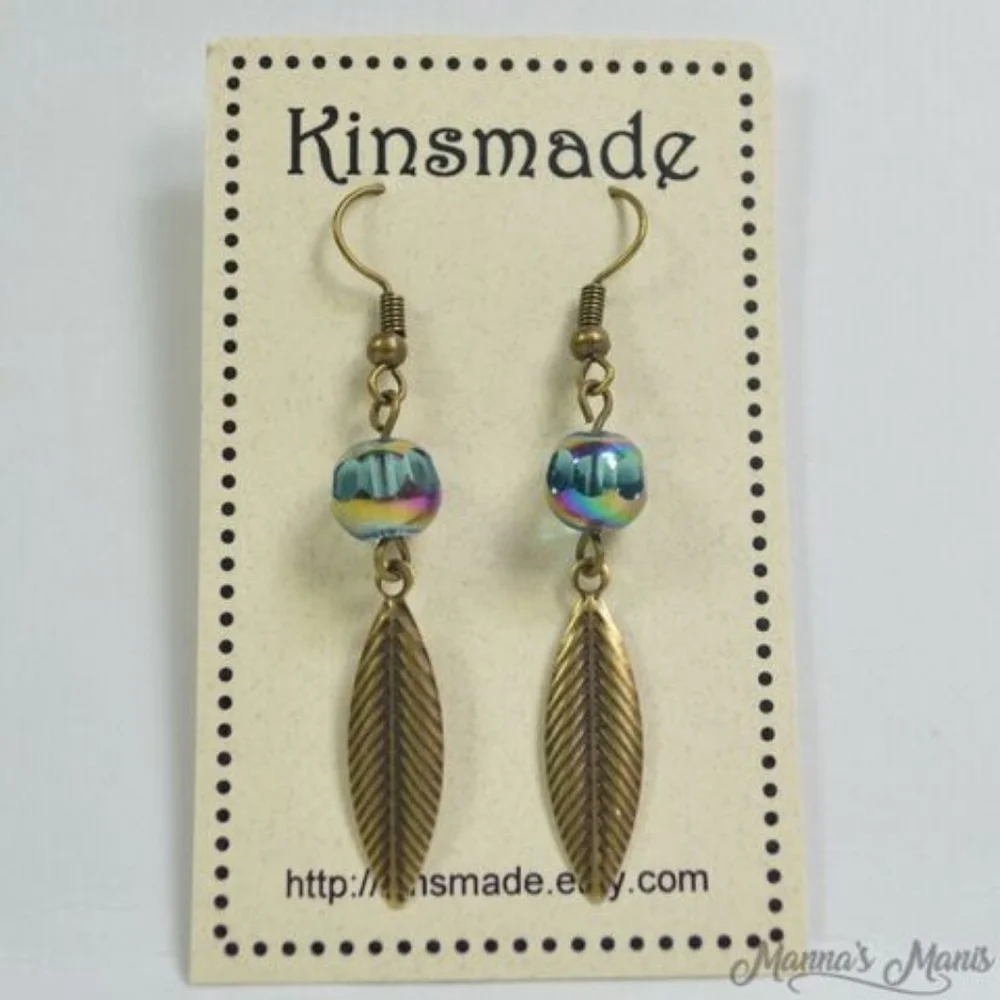 Antiqued brass Multichrome dangle earrings NWT Fairycore